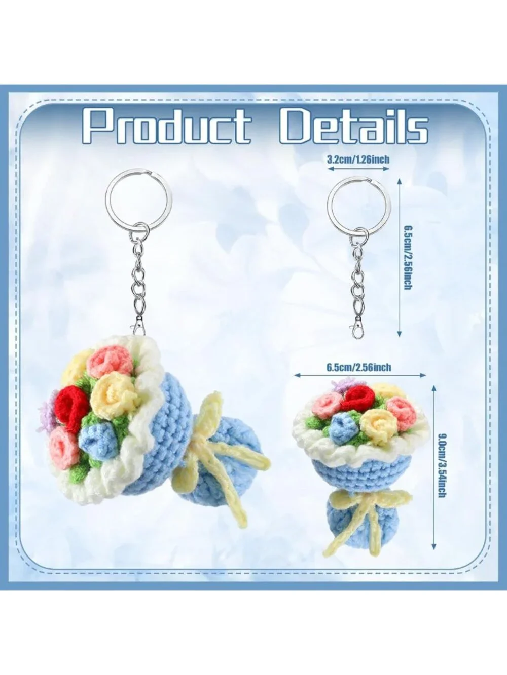 Handmade Crochet Flower Keychain Set - 10 Pcs Bag Charm for Gifts & Decor